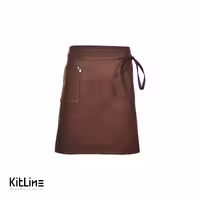 نیم پیشبند کتان کجراه تک جیب قهوه‌ای