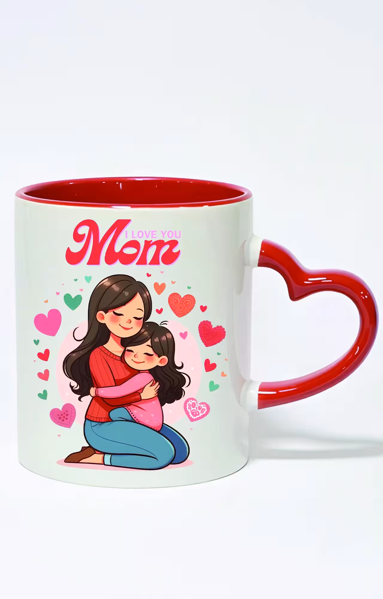 ماگ دسته قلبی رنگی طرح روز مادر کد 3828