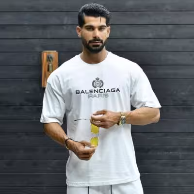 تیشرت قواره دار بالنسیاگا پاریس رنگ سفید مردانه و دخترانه