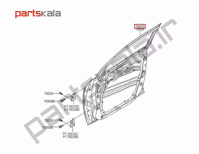 درب جلو راست هیوندایi20 مونتاژ