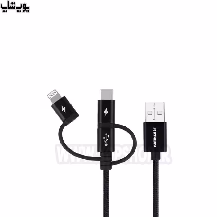 کابل تبدیل USB به میکرو USB، تایپ C و لایتنینگ مومکس مدل DX1 به طول 1 متر