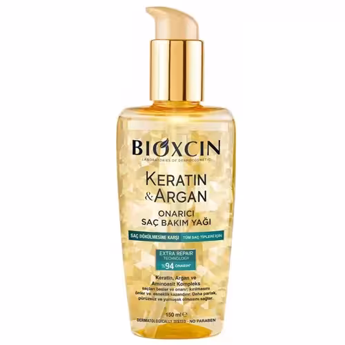 روغن مراقبتی و ترمیم کننده مو بیوکسین حاوی کراتین و آرگان حجم 150 میلی لیتر –  BIOXCIN hair care and repair oil