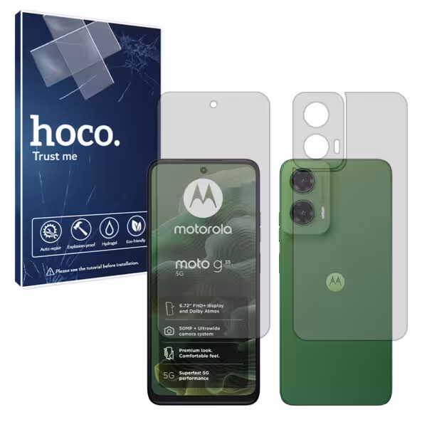 گلس صفحه نمایش و پشت گوشی موتورولا Moto G35 مدل شفاف برند هوکو کد SS