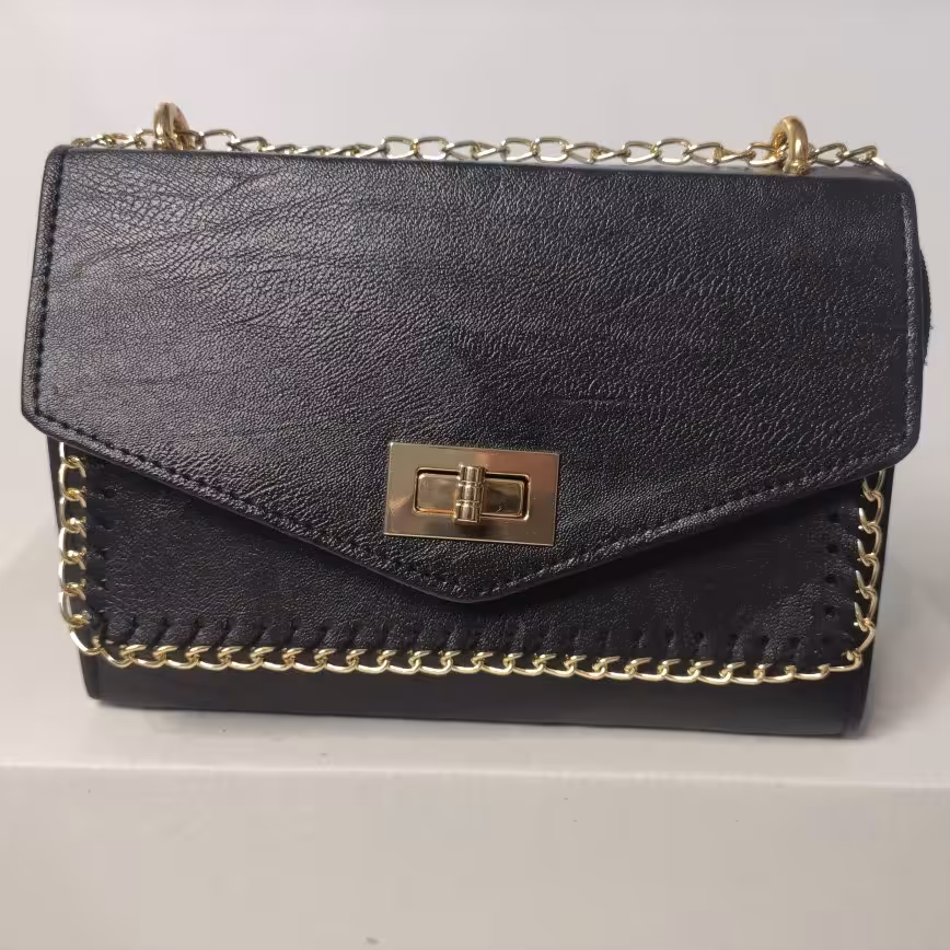 کیف مجلسی زنانه ساده طرح زنجیر طلایی بافتنی کد 5209