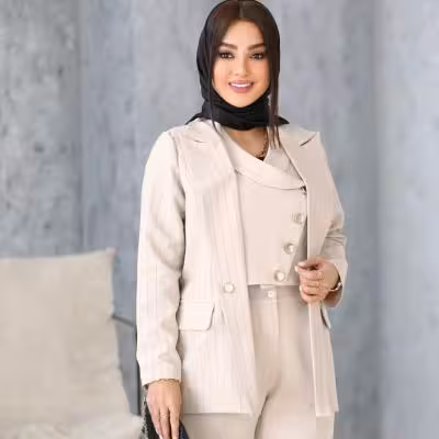 ست کت شلوار و جلیقه یقه آرشال