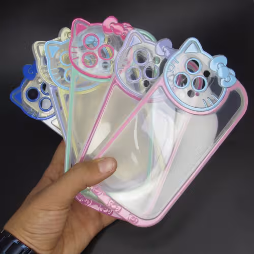 قاب آیفون 12 پرومکس گربه ای شفاف محافظ لنز دار