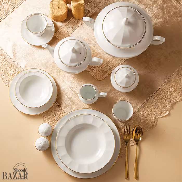 سرویس غذاخوری 12 نفره لومیو 103 پارچه سری نئوکلاسیک چینی زرین درجه عالی