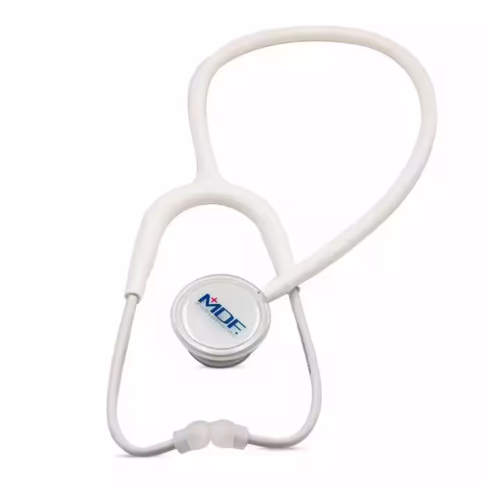 گوشی پزشکی دو طرفه دولوکس استیل MDF مدل 777 رنگ تمام سفید