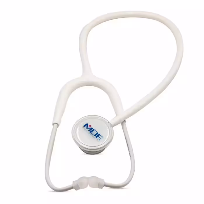 گوشی پزشکی دو طرفه دولوکس استیل MDF مدل 777 رنگ تمام سفید