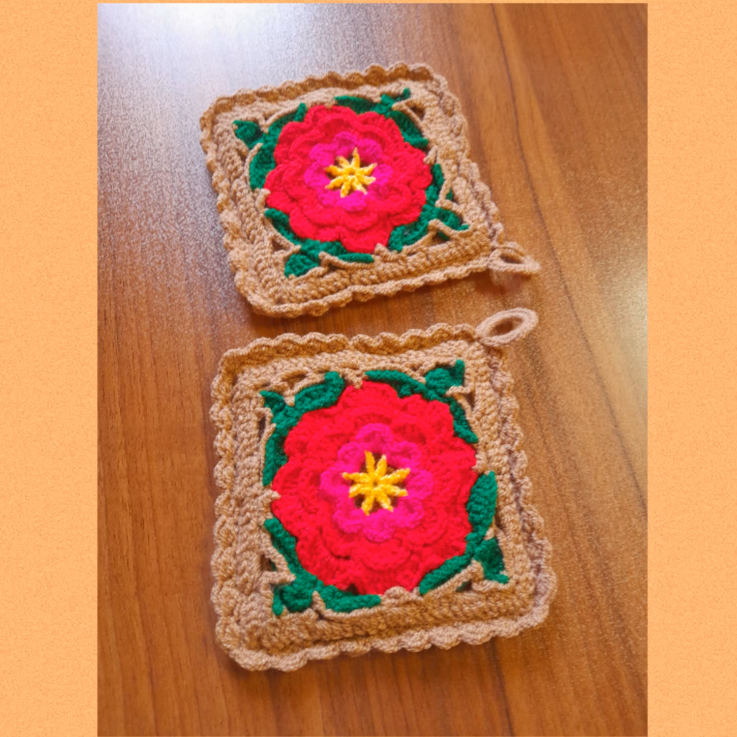 دستگیره گل رز دولایه خیلی زیباوشیک کامواایرانی واندازه مربع چهارده سانته