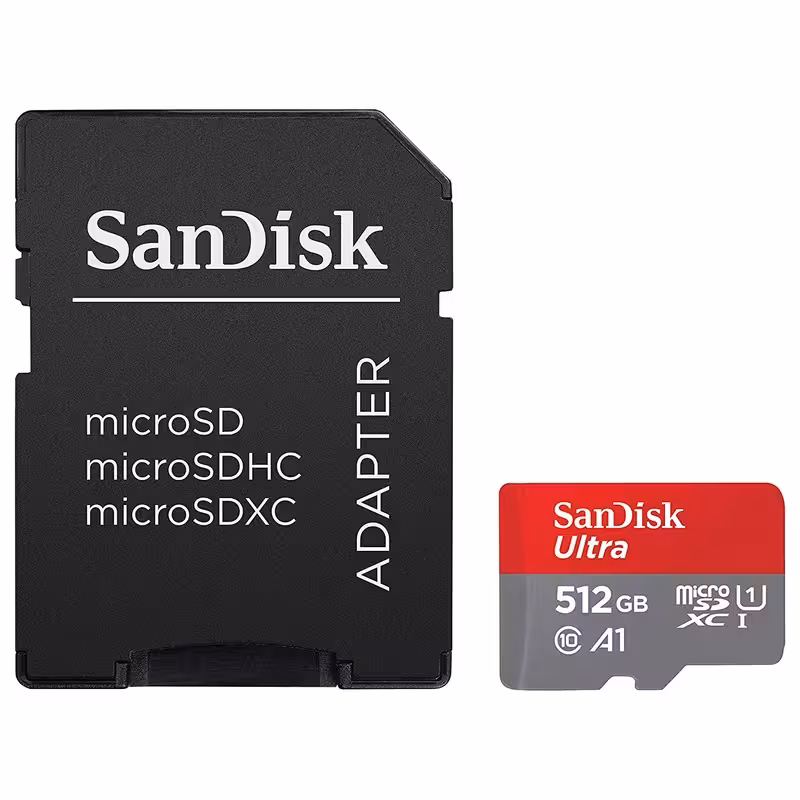 کارت حافظه microSDXC سن دیسک مدل Ultra A1 کلاس 10 استاندارد UHS-I سرعت 100MBps ظرفیت 512گیگابایت به همراه آداپتور SD