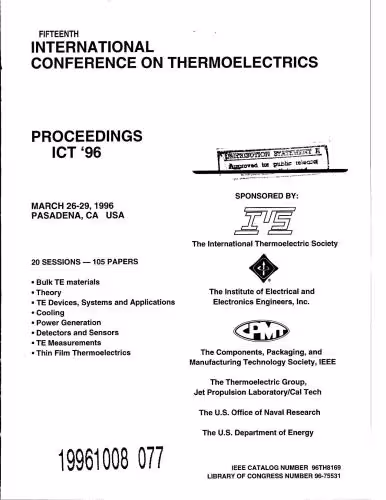 خرید و دانلود نسخه کامل کتاب Proceeding of the 15th International Conference of Thermoelectrics (ICT&#039;96)