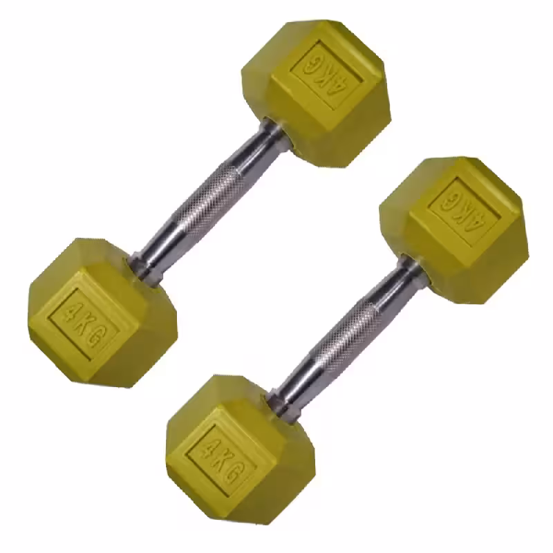 دمبل شش ضلعی رنگی وزن 4 کیلوگرم بسته 2 عددی