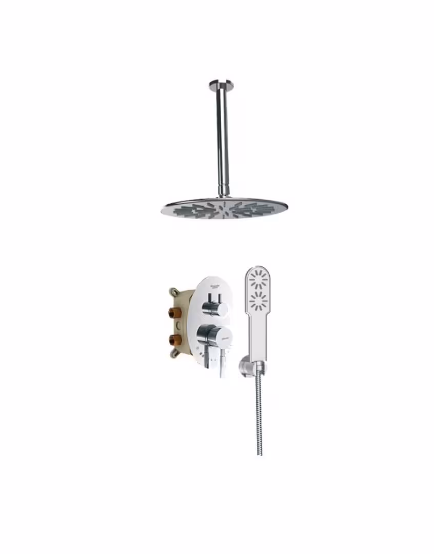 شیر حمام توکار شودر مدل روگن تیپ 3 BRASS کروم