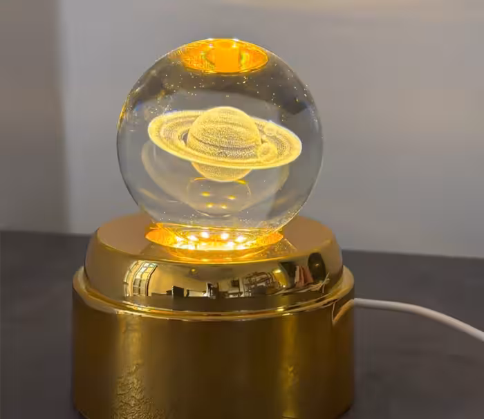 چراغ خواب گوی شیشه ای چرخان طرح زحل