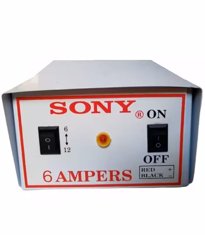 اداپتور ویا شارژ باتری 2 حالت 6 و 12 ولت 8 امپر (قاب فلزی )