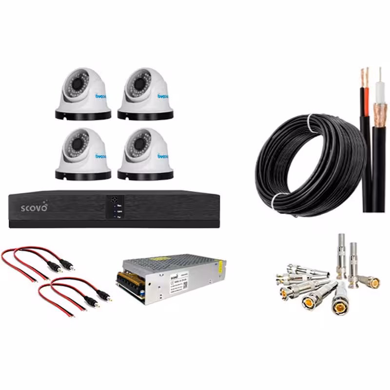 پکیج دوربین مداربسته 4 تایی اسکوو مدل SCOVO SC-AHD CCTV
