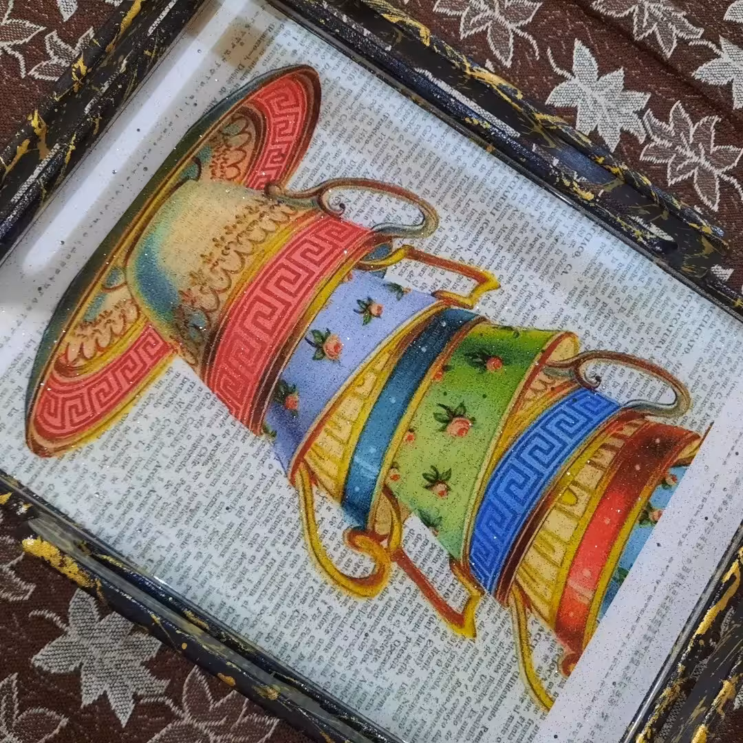سینی چوبی. رزینی سایز 30 در 40 ضد آب شده با رزین. وزن 500 گرم