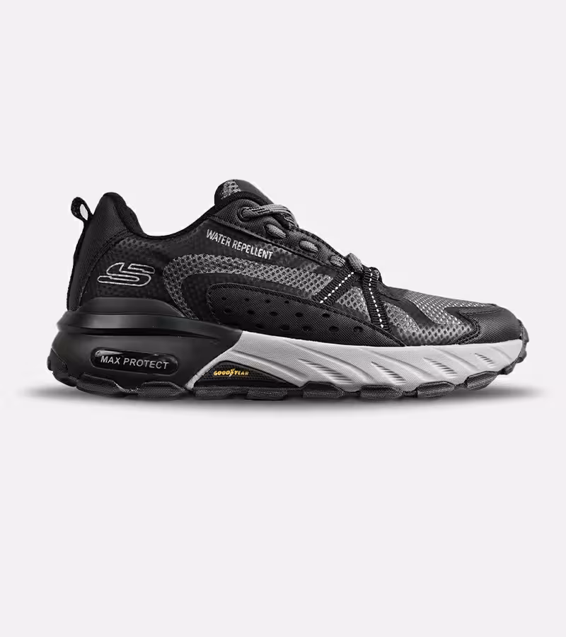 کفش کتانی طبی ورزشی مشکی طوسی SKECHERS max protect مدل 8088