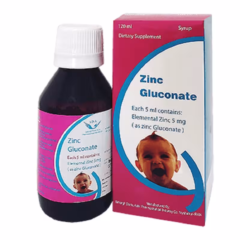 شربت زینک گلوکونات 5 میلی گرم سیمرغ عطار دارو 120 میل