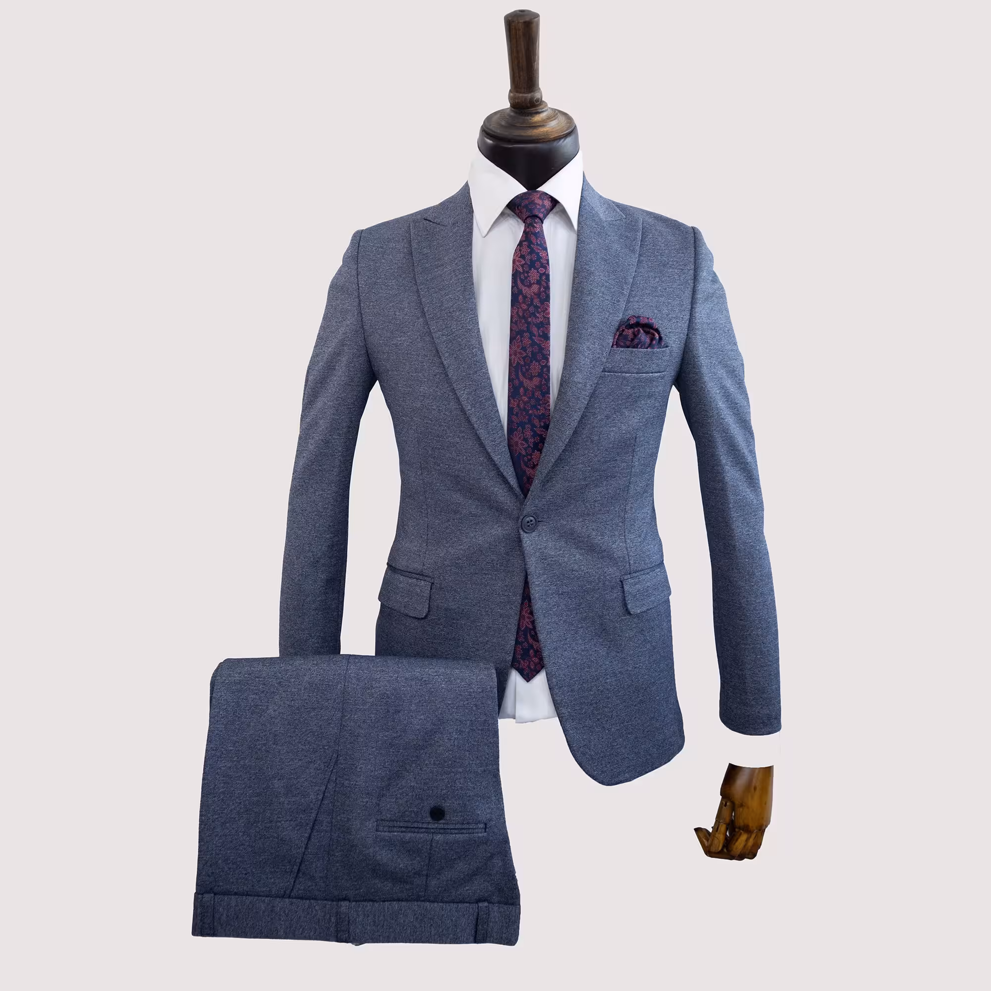 کت و شلوار مردانه آبی ملانژ سوپر کش با ارسال رایگان