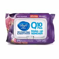 دستمال مرطوب پاک کننده آرایش Q10 دافی طرح انجیر تعداد 50 برگ