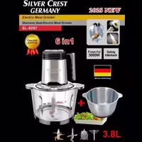 خردکن سیلور کرست مدل 2022 - دو کاسه (استیل و شیشه ای)، توان 3000 وات، 3.8 لیتر، 6 تیغه طلایی + 6 تیغه یدک