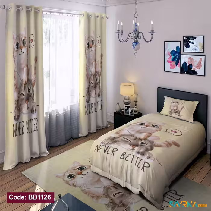 ست اتاق خواب دخترانه طرح گربه ملوس کد BD1126