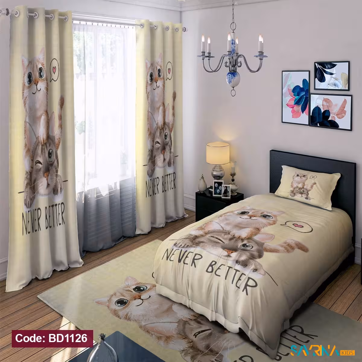 ست اتاق خواب دخترانه طرح گربه ملوس کد BD1126