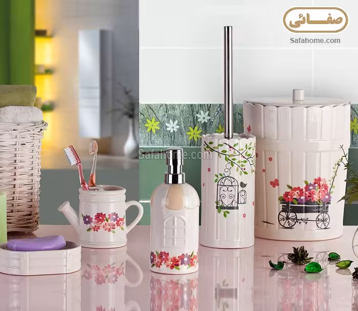 سرویس بهداشتی 5 تکه سرامیکی کرم طرحGarden