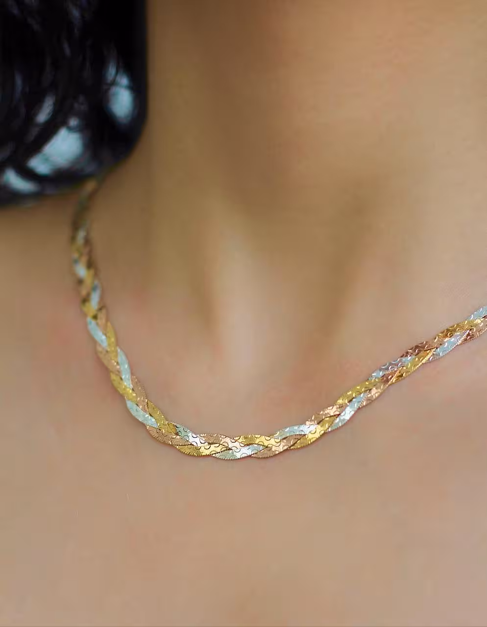 گردنبند بافت هرینگبون دو رو ایتالیایی نقره کد 20529