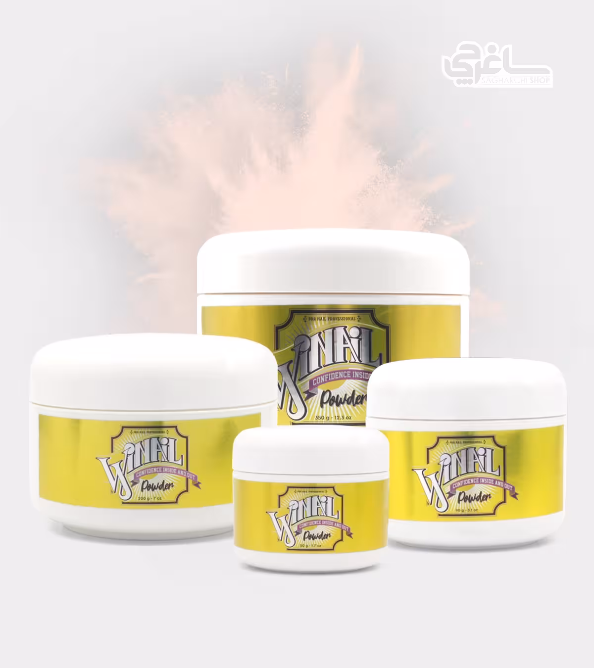 پودر کاشت ناخن هلویی شاین دار وینیل Winail Diamond Peach