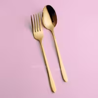 سرویس قاشق چنگال 24 نفره یونیک تمام طلایی مدل دونا