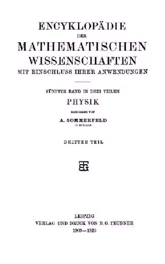 خرید و دانلود نسخه کامل کتاب Encyclopaedie der mathematischen Wissenschaften und Anwendungen. Physik