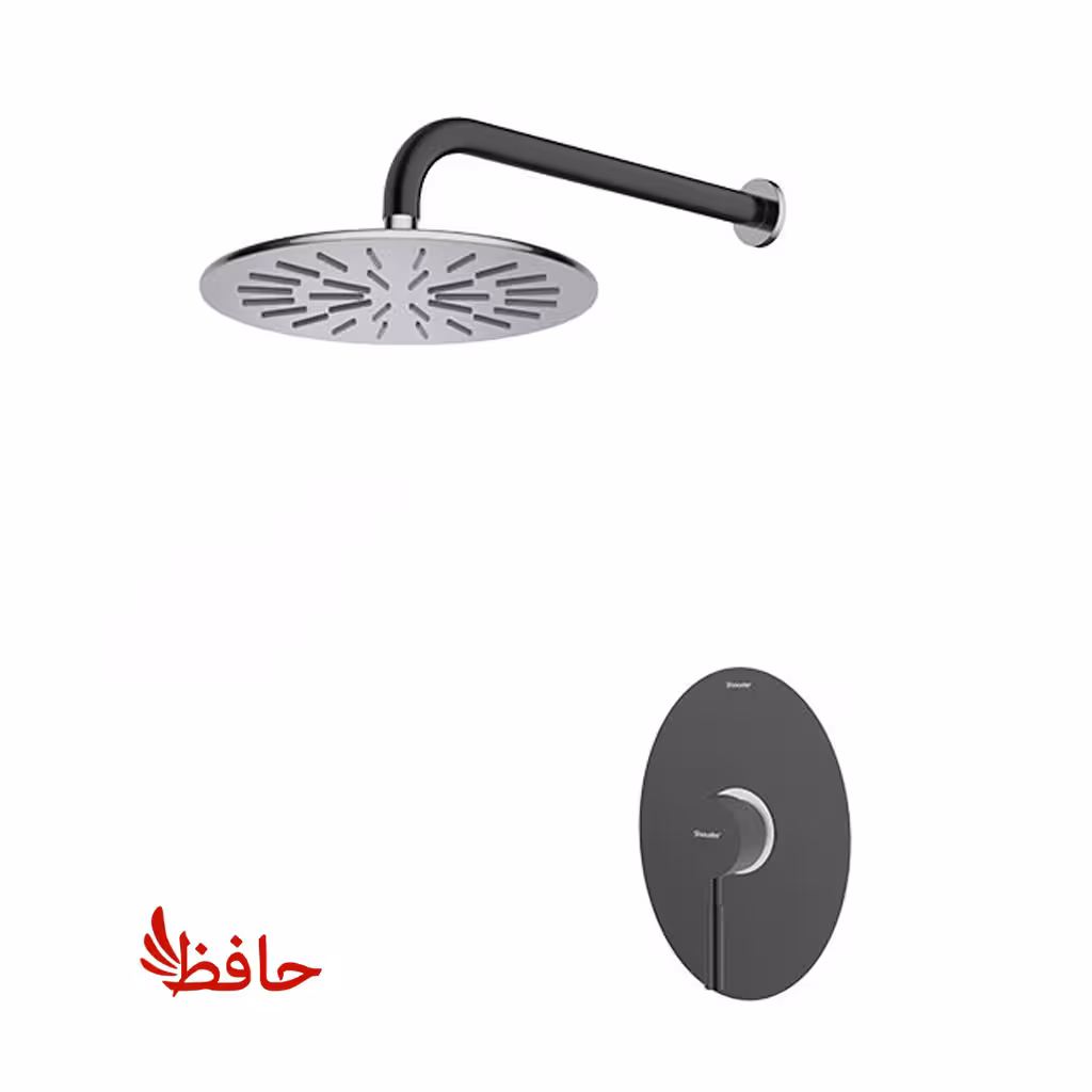 شیر حمام توکار شودر مدل روگن مشکی کروم تیپ 1 BRASS