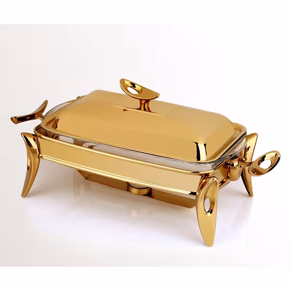 سوفله مستطیل بزرگ تک استیل مدل لوپ (طلایی براق)