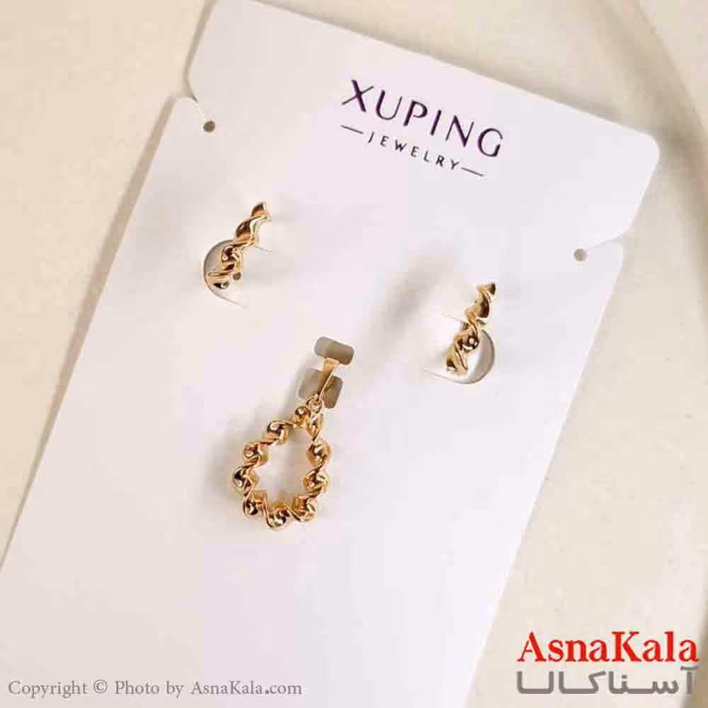 نیم ست زنانه ژوپینگ مدل پیچی شامل گوشواره و گردنبند کد NIM14789W