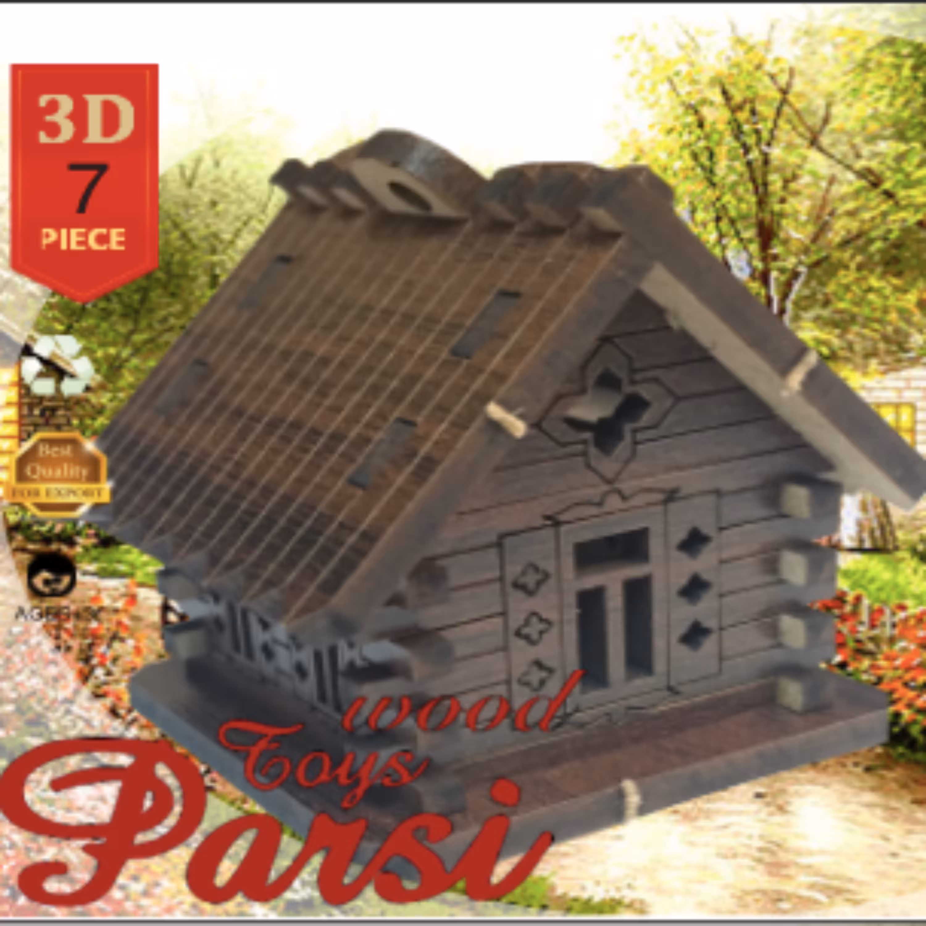 پازل سه بعدی چوبی کلبه