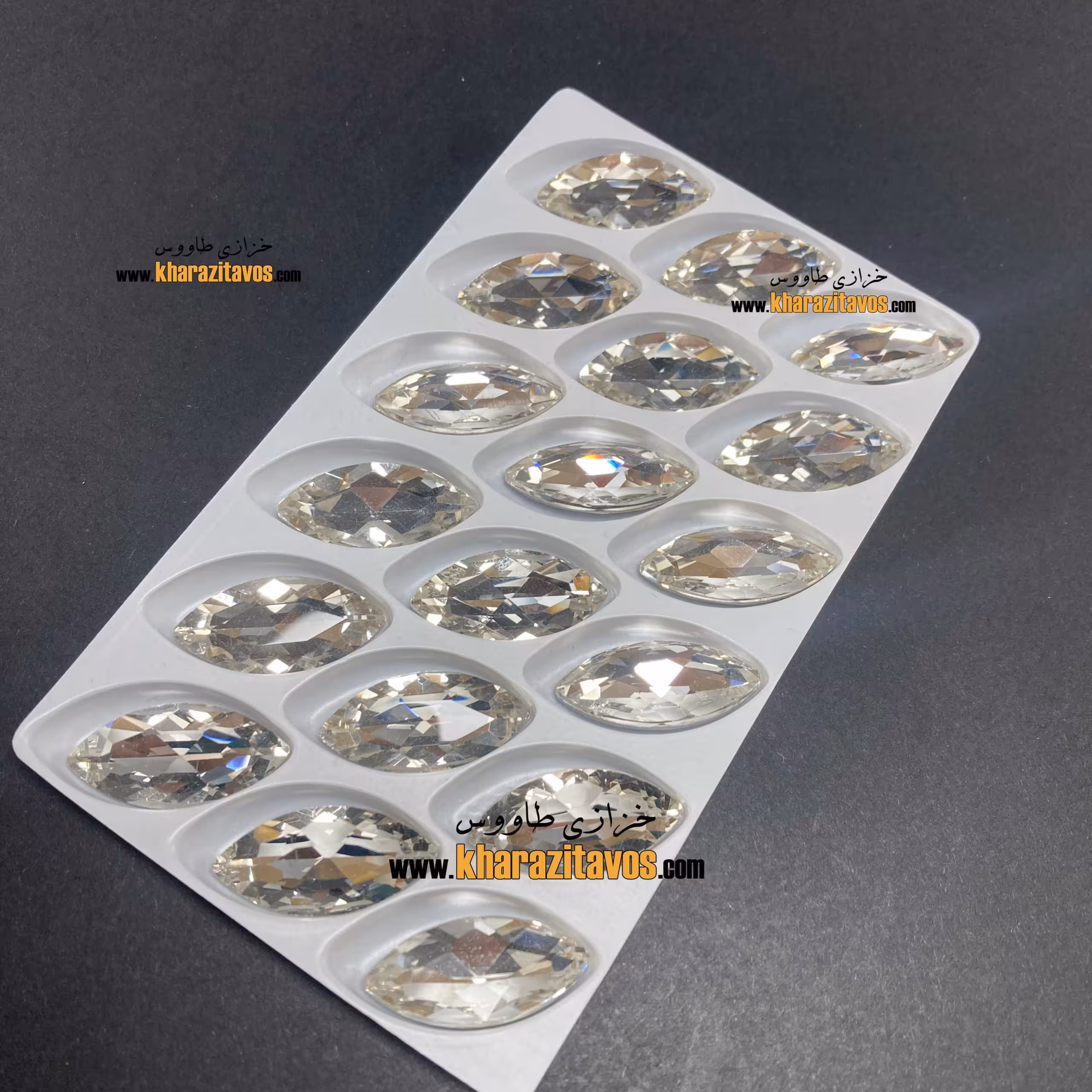 مارکیز چشمی سنگی سفید 13در27 ورق 18 عددی