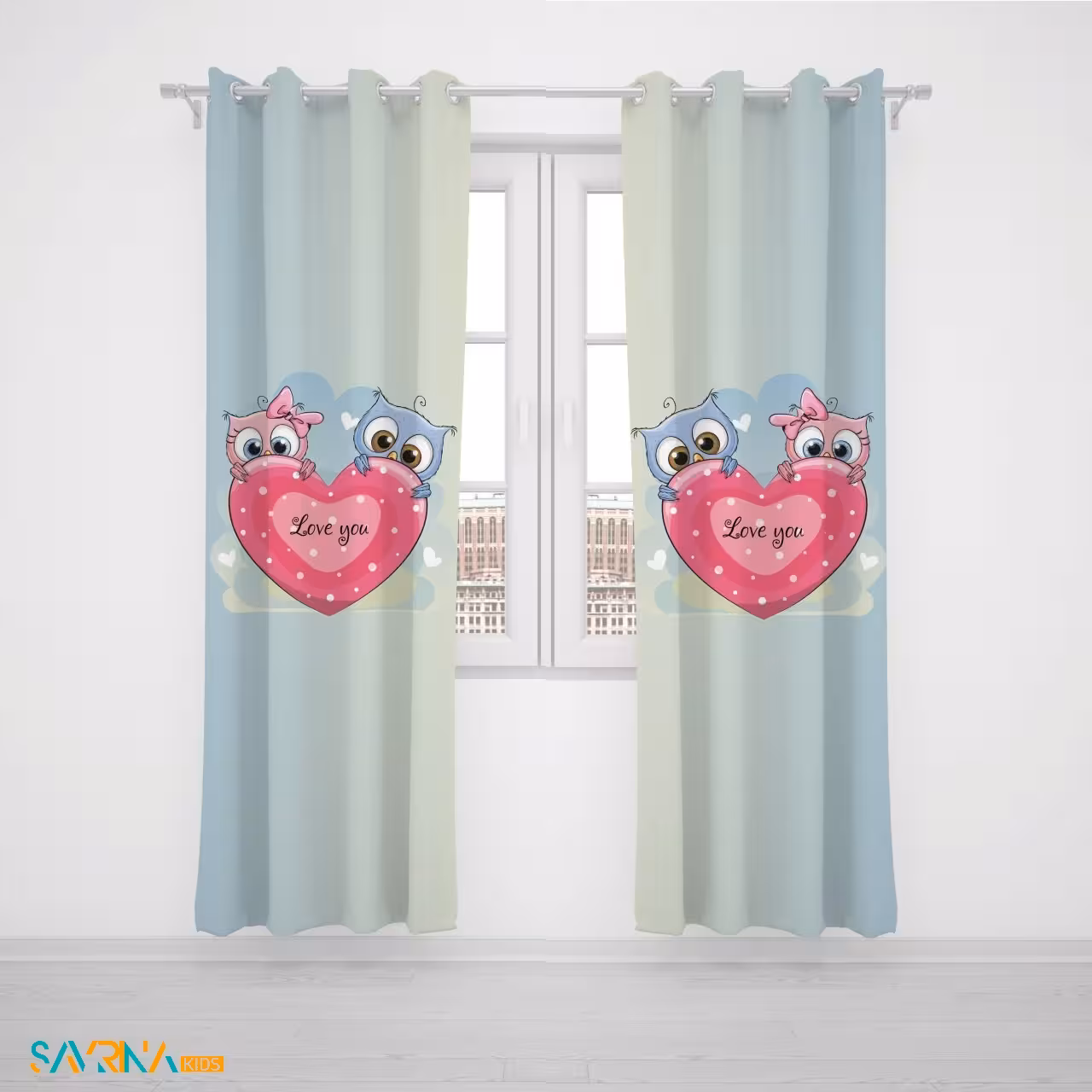 پرده پنلی بچگانه طرح جغد های بامزه کد AS1379