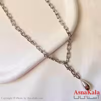 گردنبند دخترانه پینترستی استیل مدل تیفانی و اشک رنگ نقره ای کد GNB161782W