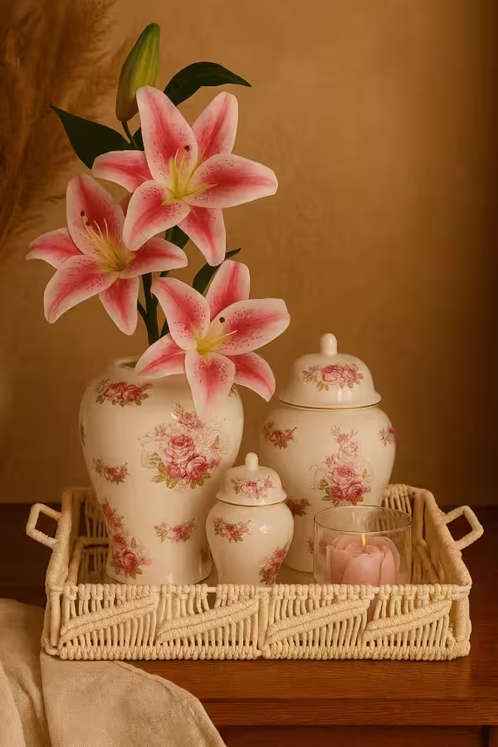 سینی مکرومه مستطیل کف آینه