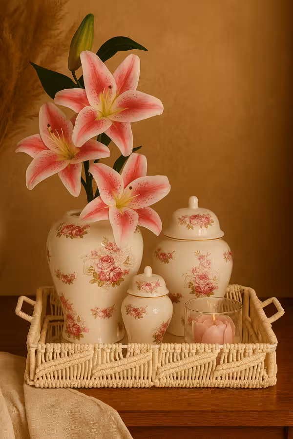 سینی مکرومه مستطیل کف آینه