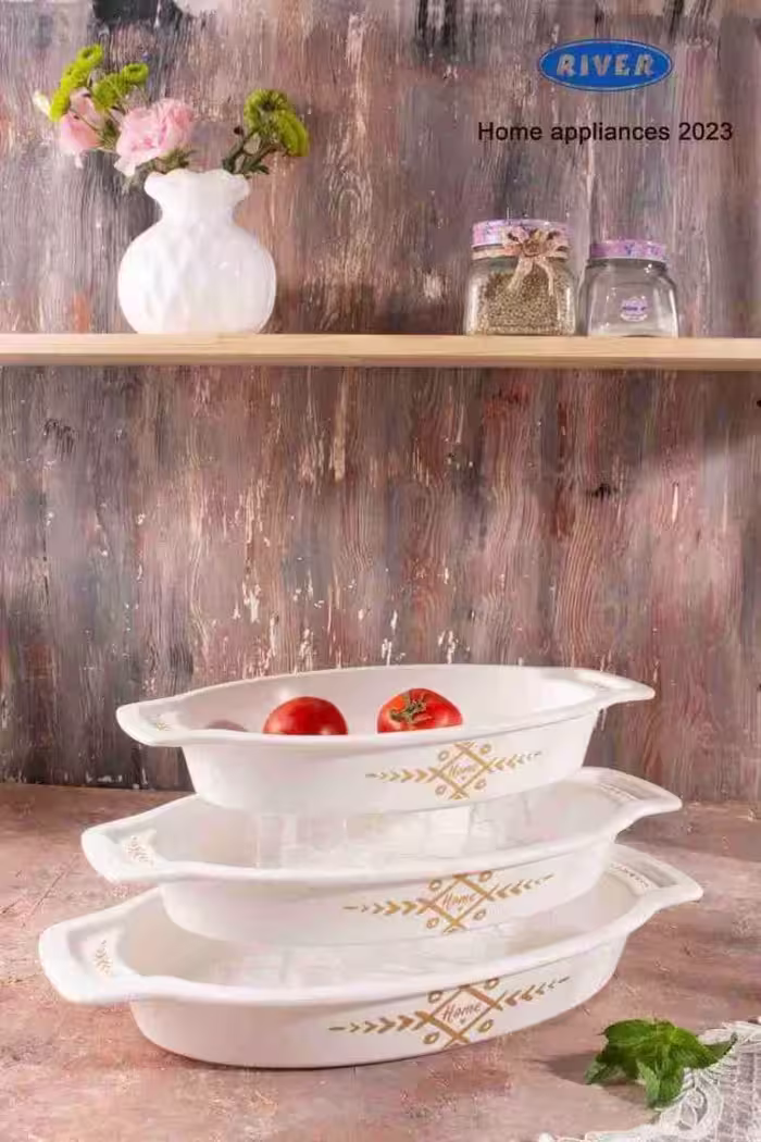 تابه بیضی بزرگ سرمری سفید ریور کد 40E