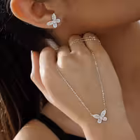 نیمست پروانه وارداتی نقره جواهری کد 00486