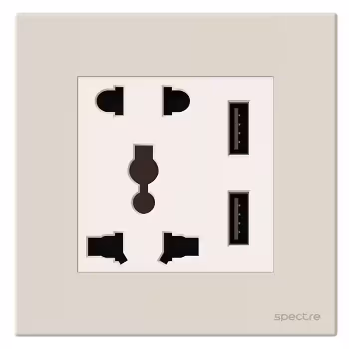 Avent – پریز پنج پین یونیورسال با USB-A و USB-C – سفید – 10A