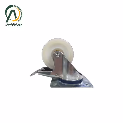 چرخ نساجی تفلون آبکاری کروم UK گردان ترمزدار قطر 75 میلی متر