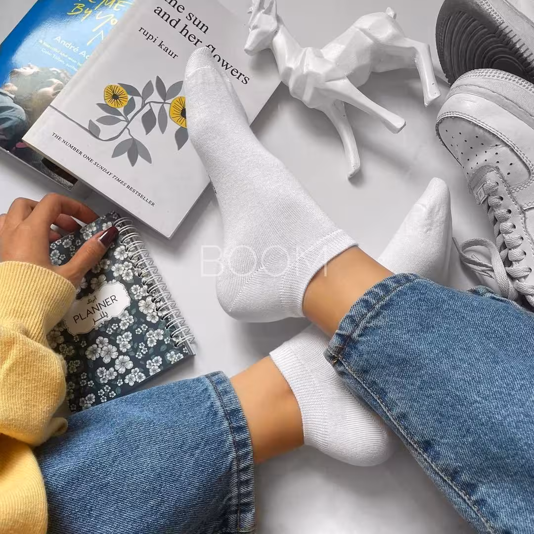 جوراب مچی اسپرت طرح سفید ساده فری سایز