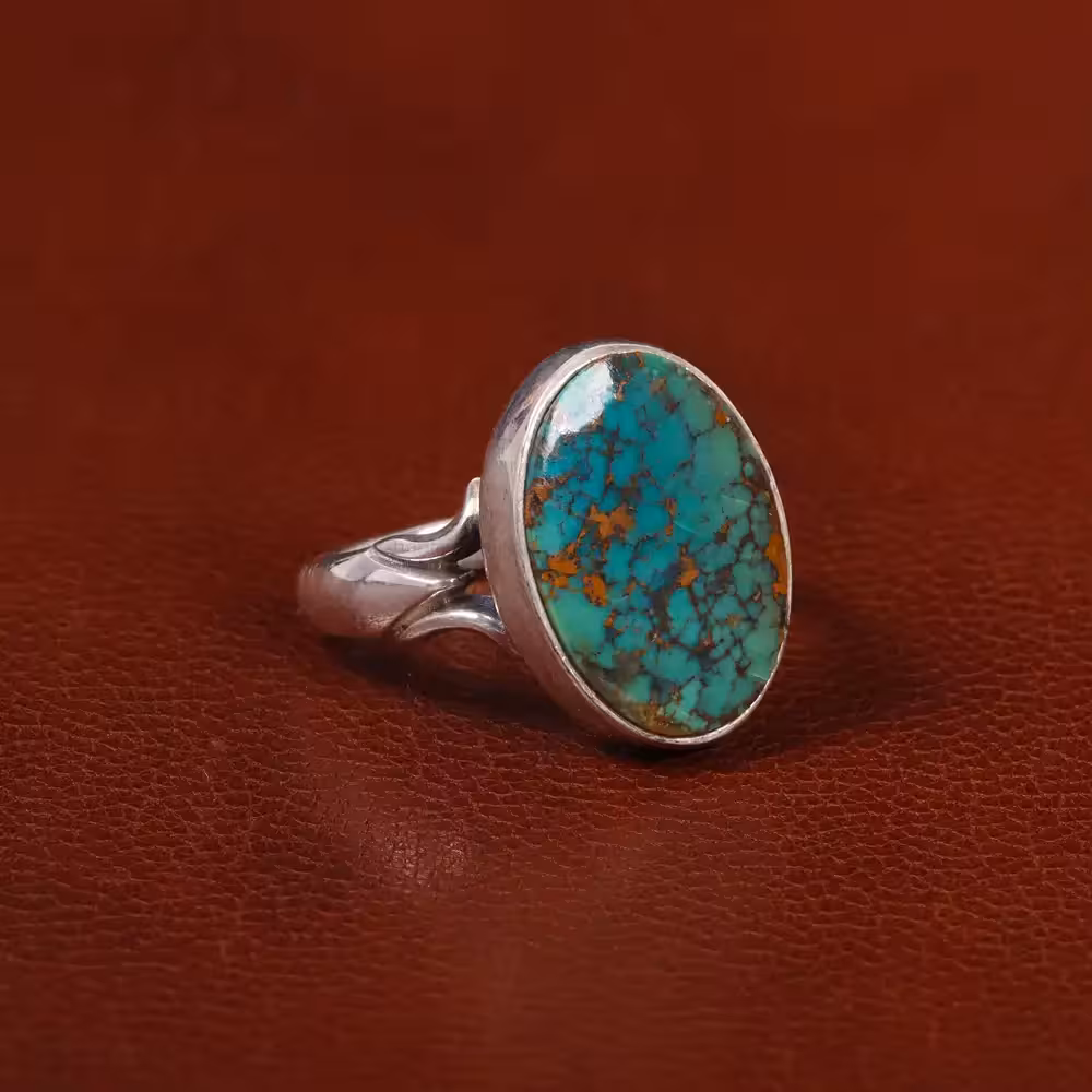 انگشتر فیروزه شجری مردانه کد 30576 - جواهری مشاهیر