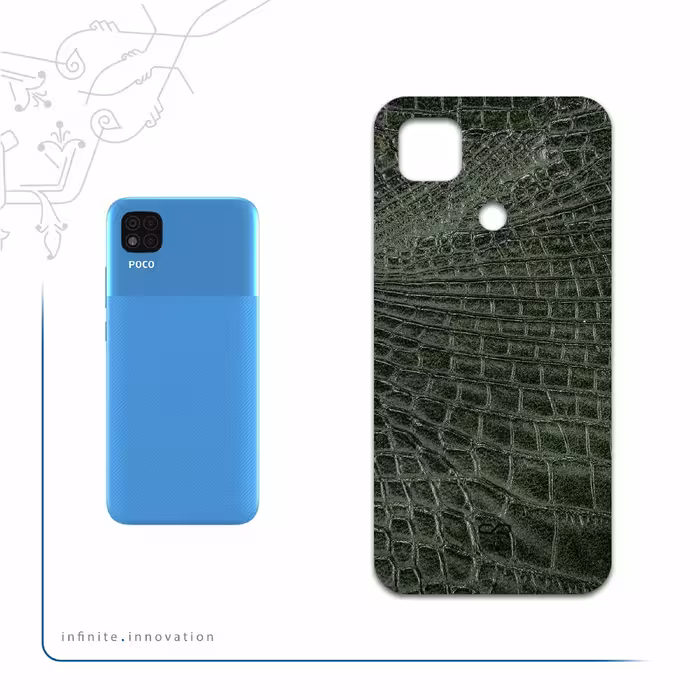 برچسب پوششی ماهوت مدل Green-Crocodile-Leather مناسب برای گوشی موبایل شیائومی Poco C3